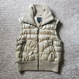 Express Metallic Gold Zip Puffer Vest